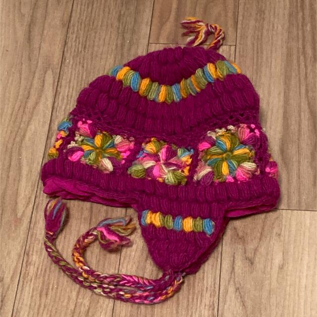 紫に近いピンクの耳当て帽✩.*˚ レディースの帽子(ニット帽/ビーニー)の商品写真
