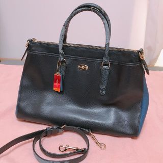 コーチ(COACH) 本革 ショルダーバッグ(レディース)(ブルー・ネイビー ...