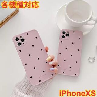 新作 ハート ピンク iPhone XS ケース ドット 韓国 大人気(iPhoneケース)