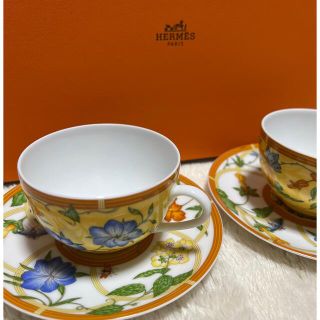 エルメス(Hermes)の【希少】エルメス　シエスタ　ティーカップ＆ソーサー　2客セット(グラス/カップ)