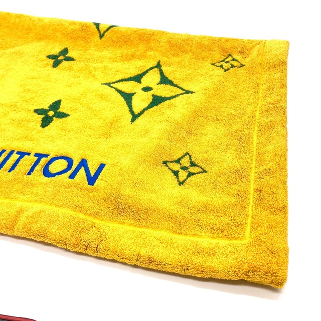 ルイヴィトン LOUIS VUITTON ブラジル建国500周年記念 カバ・ブラジル 付属 ビーチタオル タオル コットン イエロー×グリーン | des-heros.fr