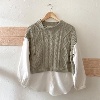 ★ケーブル編み♡ドッキングレイヤードニット★(ニット/セーター)