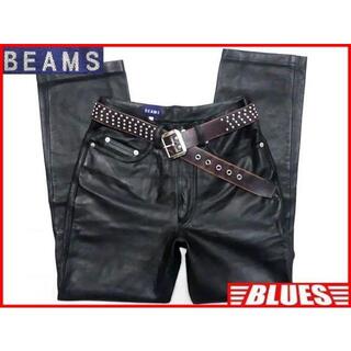 ビームス(BEAMS)のビームス レザーパンツ メンズ S 黒 バイク 革パンツ 本革 バイカー 本皮(装備/装具)