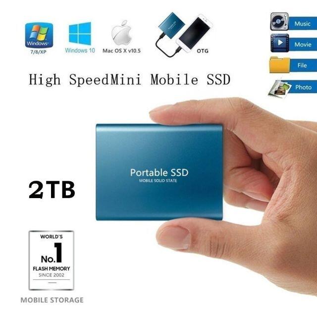 ポータブルSSD 【2TB】 大容量！ 外付け USB3.1 コンパクト 新品 2
