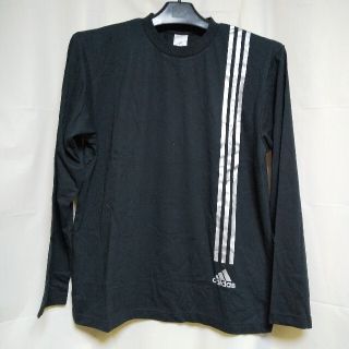 レア★adidas-アディダス★三本ライン ロンT ★黒 新品【ヴィンテージ】