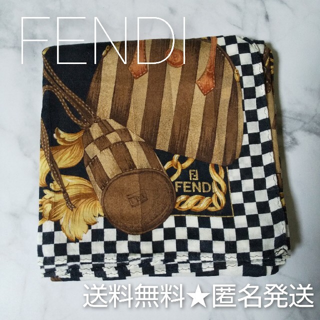 レディースFENDI/ﾌｪﾝﾃﾞｨ★大判バンダナハンカチ★品