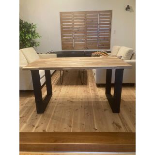 アカシア無垢ダイニングテーブル 北欧家具インダストリアル アカシア無垢ダイニングテーブル 北欧家具インダストリアル