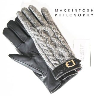 マッキントッシュフィロソフィー(MACKINTOSH PHILOSOPHY)の《マッキントッシュ》新品 スマホ対応 レザー×ウール手袋 21cm プレゼント(手袋)