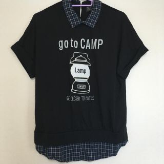 リベットアンドサージ(rivet & surge)のランプ柄 トップス Tシャツ 黒(Tシャツ(半袖/袖なし))