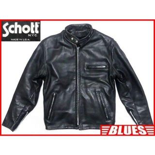 ショット(schott)のアメリカ製 ショット レザー ライダース ジャケット メンズ M 黒 38 本革(レザージャケット)