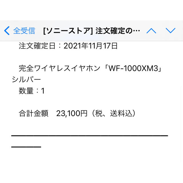 SONY(ソニー)のSONY WF-1000XM3 ワイヤレスイヤホン スマホ/家電/カメラのオーディオ機器(ヘッドフォン/イヤフォン)の商品写真