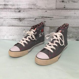 I LOVE NY ハイカットキャンバススニーカー 24.5 GRAY(スニーカー)