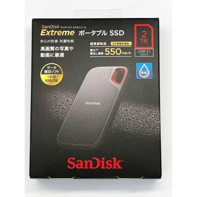 スマホ/家電/カメラSanDisk SSD 外付け 2TB USB3.2Gen2 読出最大550MB