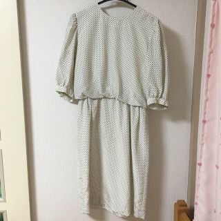 フラワー(flower)のused.vintage.古着 ホワイトドットワンピース○(ロングワンピース/マキシワンピース)