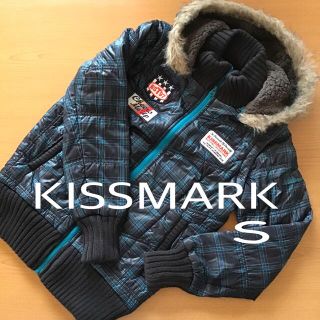 キスマーク(kissmark)のKISSMARK キスマーク 中綿ジャケット ネイビー チェック Sサイズ(ブルゾン)