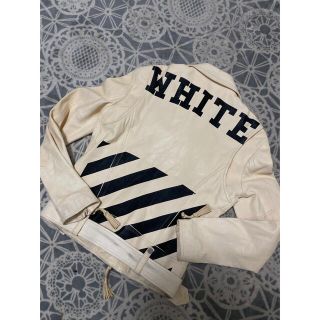 オフホワイト(OFF-WHITE)のオフホワイト　OFF-WHITE  バックバイアス　レザーダブルライダース(ライダースジャケット)