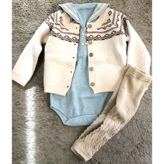 ザラキッズ(ZARA KIDS)のベビー　90cmニットロンパース 新品未使用！(ロンパース)