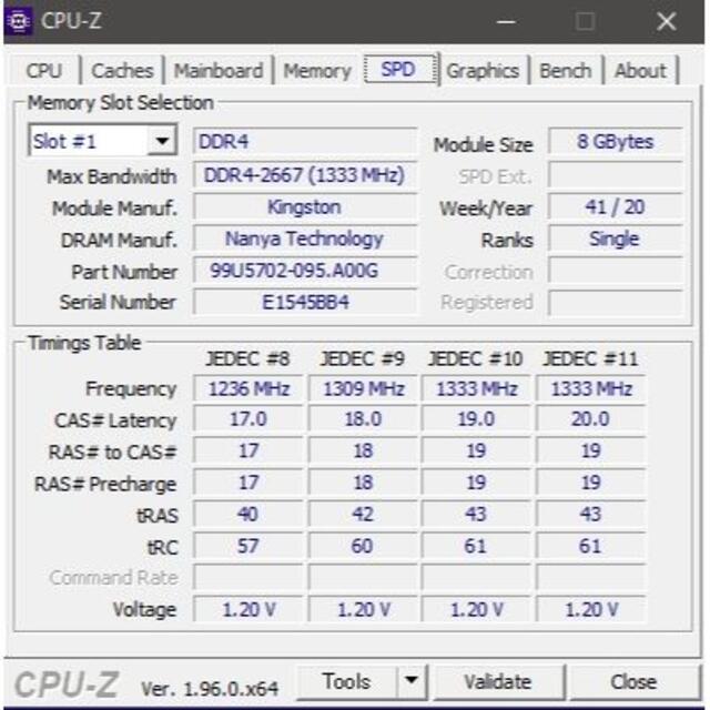 メモリ kingston 16GB (8Gx2) DDR4-2666 #268 4