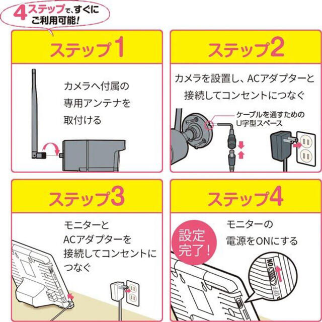 工事不要】ワイヤレス防犯カメラWHC7M3 高級品市場 63.0%OFF