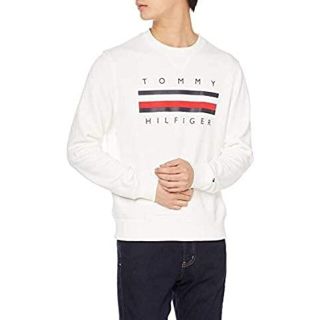 トミーヒルフィガー(TOMMY HILFIGER)の美品  TOMMY HILFIGER ホワイト ビッグロゴ トレーナー(スウェット)