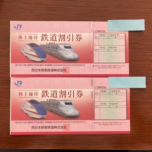 JR西日本　株主優待鉄道割引券　2枚　送料込み
