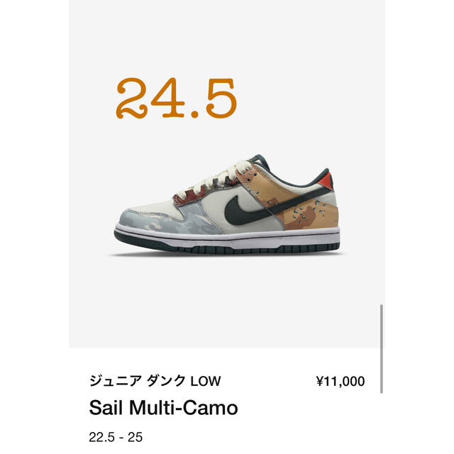 NIKE DUNK LOW SE(GS)  SAIL MULTI CAMO