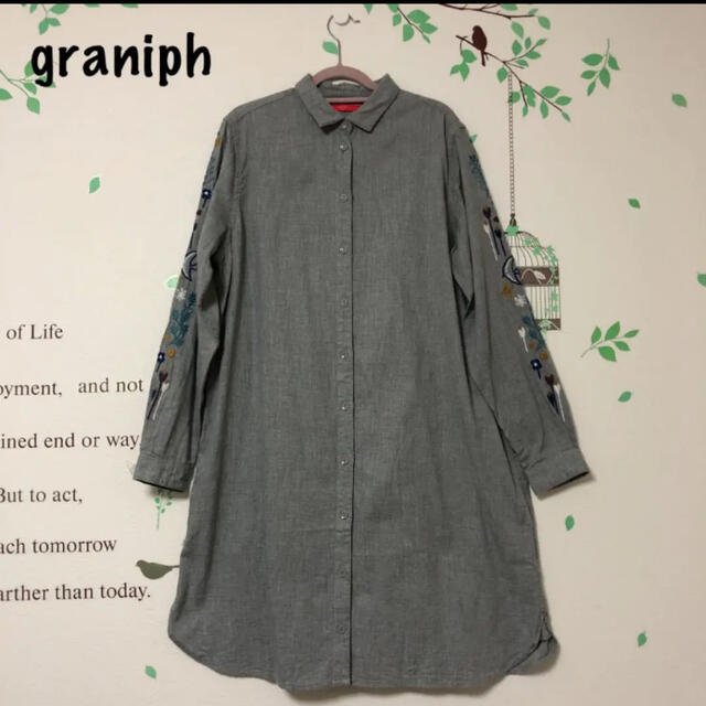 Design Tshirts Store Graniph 4 グラニフ グレー 袖刺繍 シャツワンピの通販 By めぐ S Shop グラニフならラクマ