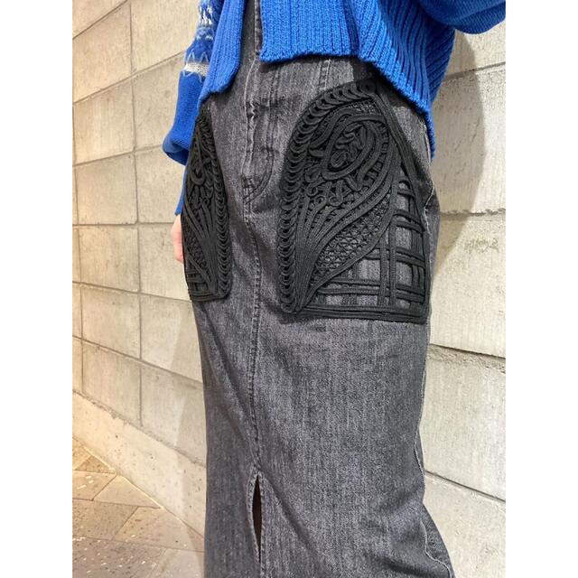 Mame Kurogouchi Embroidered Denim Skirt クラシック