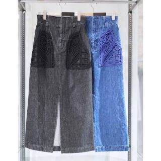 mame - Mame Kurogouchi Embroidered Denim Skirt の通販 by ※|マメ