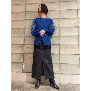 mame - Mame Kurogouchi Embroidered Denim Skirt の通販 by