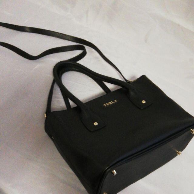 14 フルラ ミニ ショルダーバッグ 2way レザー 黒 三層式 ...
