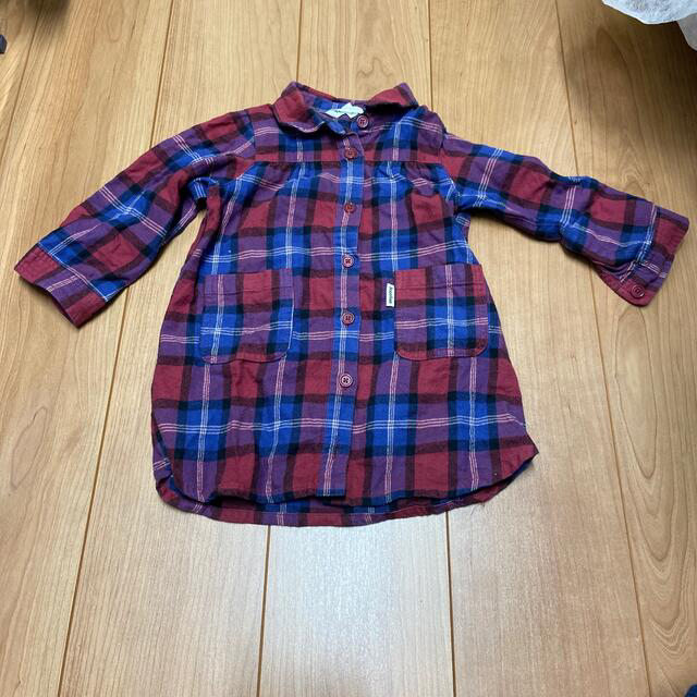 3can4on(サンカンシオン)のチェックシャツ　長袖　90 キッズ/ベビー/マタニティのキッズ服女の子用(90cm~)(Tシャツ/カットソー)の商品写真