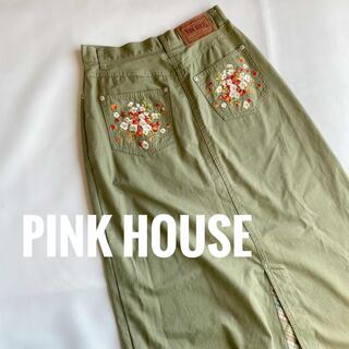 ピンクハウス(PINK HOUSE)のPINK HOUSE ピンクハウス　ロングスカート　刺繍　ストロベリー　いちご(ロングスカート)