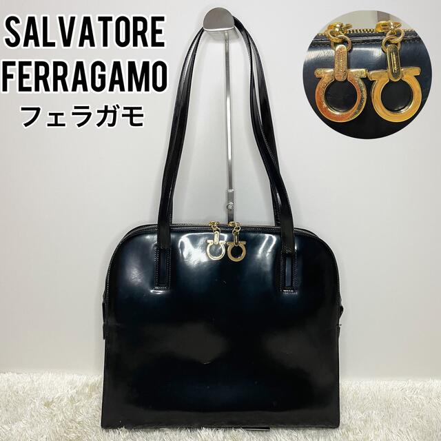 Ferragamo❤️ガンチーニ ショルダーバッグ ハンドバッグ 肩掛け ブラック