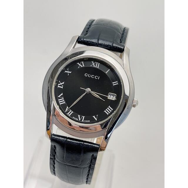 T399 グッチ ブラックローマン QZ  腕時計 ベルト社外品 本革