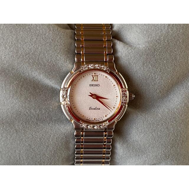 極美品SEIKO/セイコー エクセリーヌ ダイヤ ベゼル クォーツ 腕時計