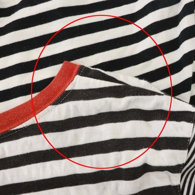 アルベロベロ クロップドボーダーTシャツ カットソー 半袖 ショート丈 黒 白 レディースのトップス(Tシャツ(半袖/袖なし))の商品写真
