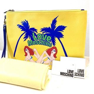 モスキーノ(MOSCHINO)のMOSCHINO★クラッチバッグ★LOVE★タグ★袋付き★モスキーノ★黄青金(クラッチバッグ)