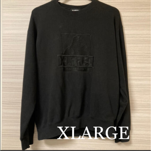テレビで話題】 黒 スウェット クルーネック イーグルロゴ セール☆XL