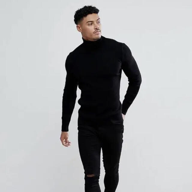 asos(エイソス)の【新品】ASOS 大人気メンズタートルネック ブラック メンズのトップス(ニット/セーター)の商品写真