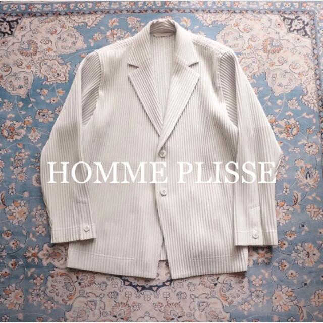 HOMME PLISSE ホワイトグレー プリーツジャケット