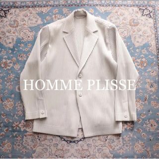 HOMME PLISSE ホワイトグレー プリーツジャケット(テーラードジャケット)