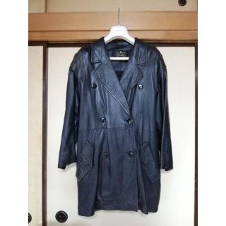 レディース　トレンチコート　革　ブラック　ZARA　古着　アウター　ヴィンテージ(トレンチコート)