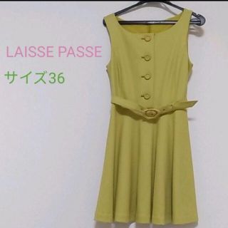 レッセパッセ(LAISSE PASSE)の【美品】レッセパッセ　ベルト付きワンピース　レトロ(ひざ丈ワンピース)