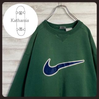 ナイキ(NIKE)の【希少カラー】90sナイキ刺繍両面ロゴスウォッシュビックサイズスウェット入手困難(スウェット)