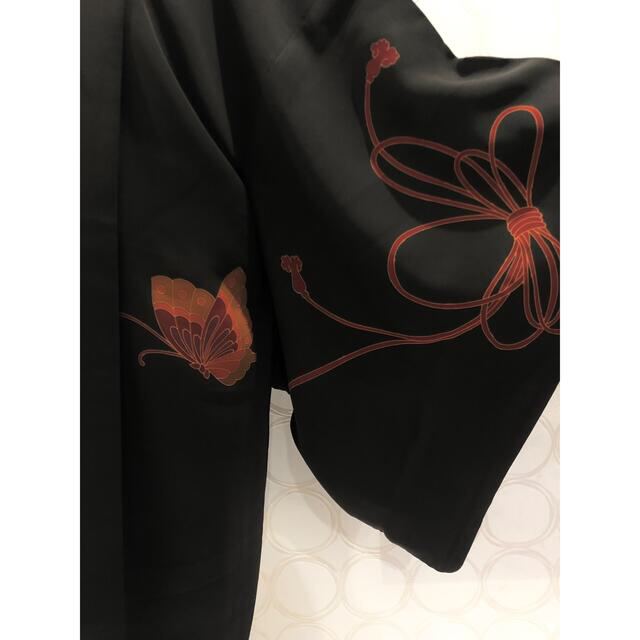 ロング羽織 黒 蝶 羽織 カーディガン レディースのトップス(カーディガン)の商品写真