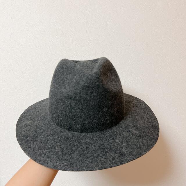【美品】ウールハット　チャコールグレー レディースの帽子(ハット)の商品写真