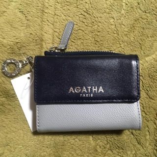 アガタ(AGATHA)のAGATHA PARIS アガタ 革製 ネイビーxグレー 三つ折り財布(財布)