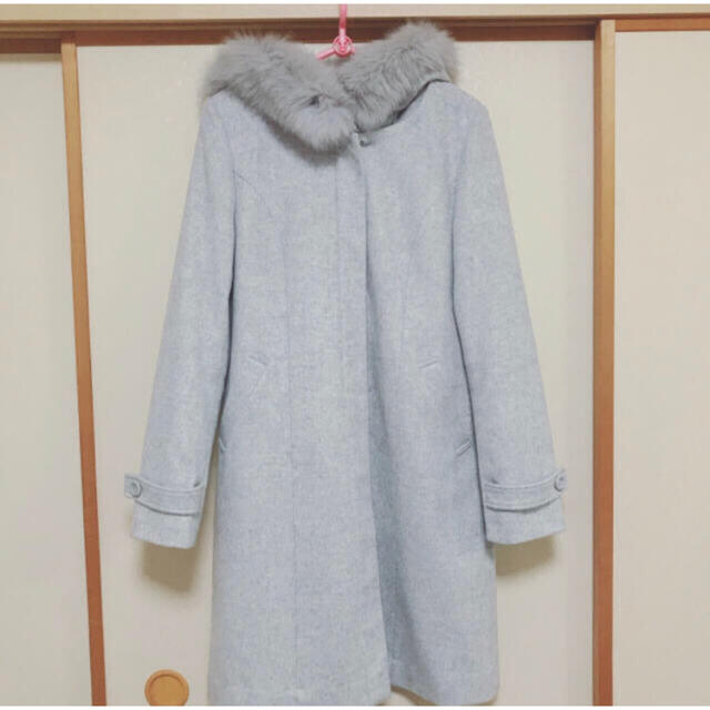 カシミヤ混フォックスファーコート - ロングコート