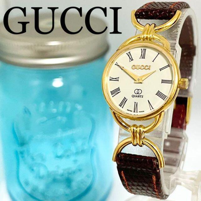 Gucci(グッチ)の192 グッチ時計　レディース腕時計　アンティーク　希少　ローマ文字　純正ベルト レディースのファッション小物(腕時計)の商品写真